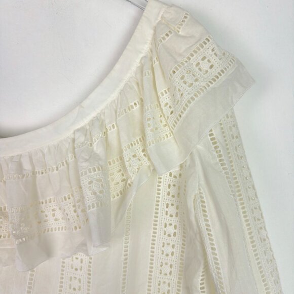 Veronica Beard Cruz Eyelet One Shoulder Top Ivory White Size 4 EUC - Picture 3 of 14